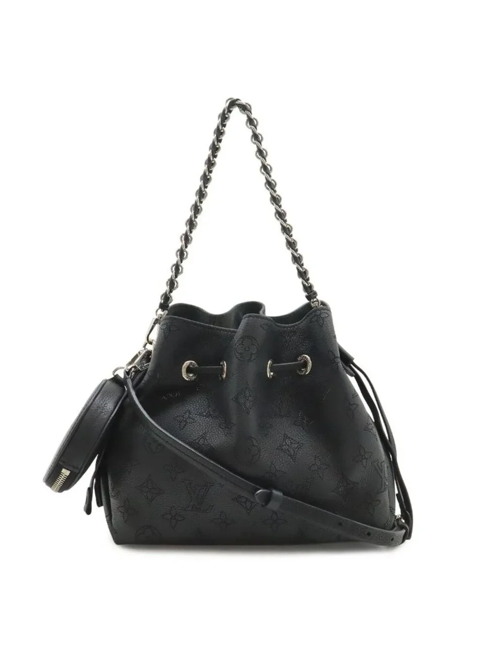 Louis Vuitton Mahina Bella Shoulder Bag 2-Way Chain Drawstring Noir Black Silver